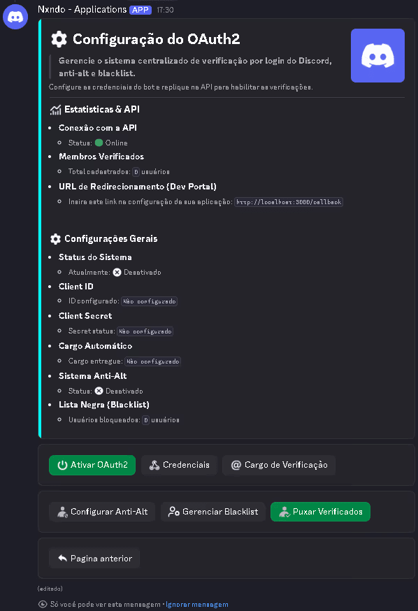 Bot OAuth2 + Ticket - configuração OAuth2