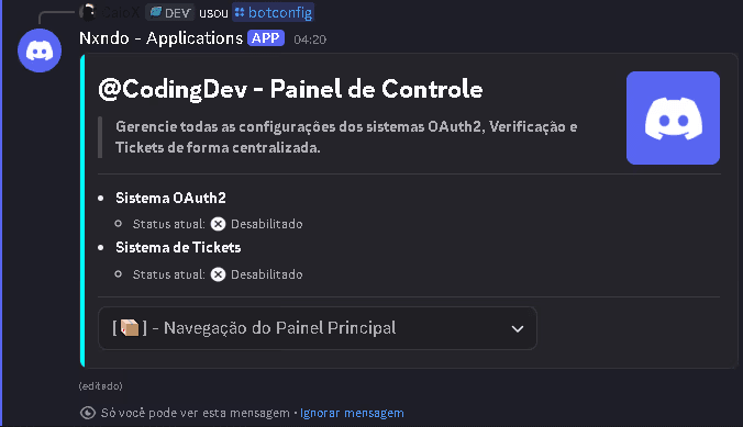 Bot OAuth2 + Ticket - painel de controle